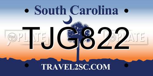 TJG822 South Carolina License Plate