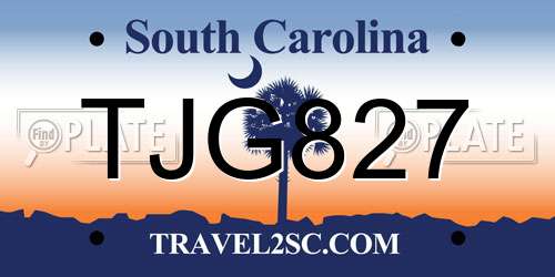 TJG827 South Carolina License Plate