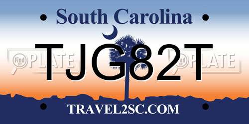 TJG82T South Carolina License Plate