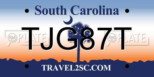 TJG87T South Carolina License Plate