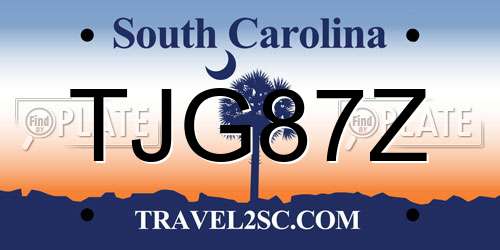 TJG87Z South Carolina License Plate
