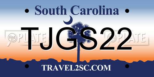 TJGS22 South Carolina License Plate
