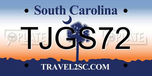 TJGS72 South Carolina License Plate