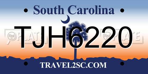 TJH6220 South Carolina License Plate