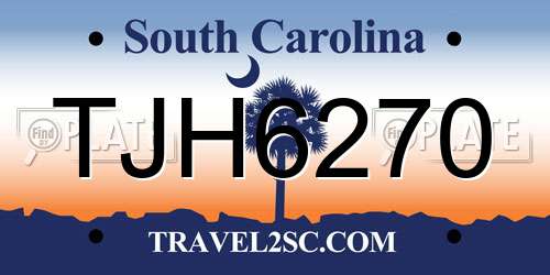 TJH6270 South Carolina License Plate