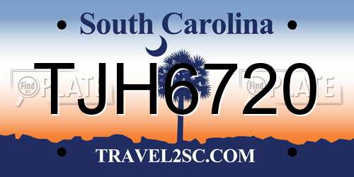 TJH6720 South Carolina License Plate