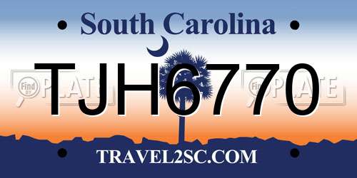 TJH6770 South Carolina License Plate