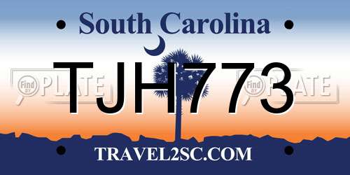 TJH773 South Carolina License Plate