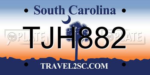 TJH882 South Carolina License Plate