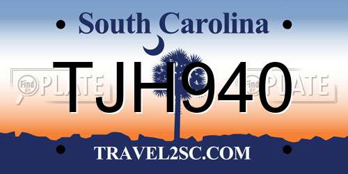 TJH940 South Carolina License Plate