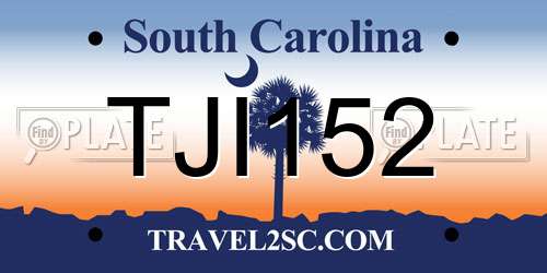 TJI152 South Carolina License Plate