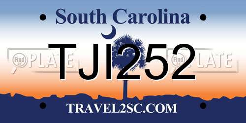 TJI252 South Carolina License Plate