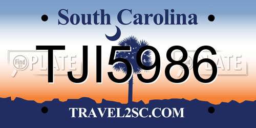 TJI5986 South Carolina License Plate