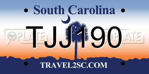 TJJ190 South Carolina License Plate