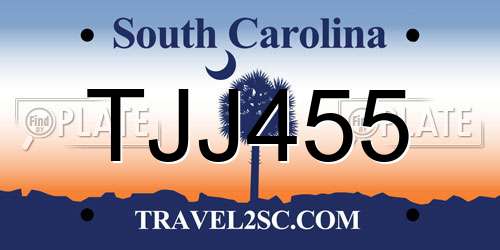 TJJ455 South Carolina License Plate