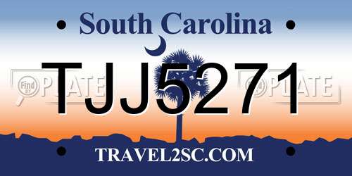 TJJ5271 South Carolina License Plate