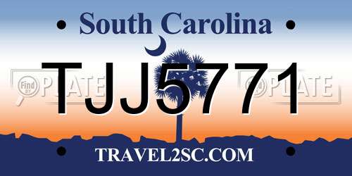 TJJ5771 South Carolina License Plate