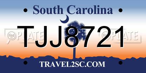 TJJ8721 South Carolina License Plate