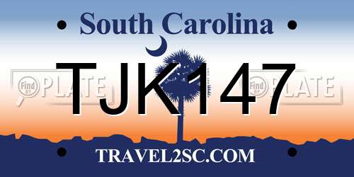 TJK147 South Carolina License Plate