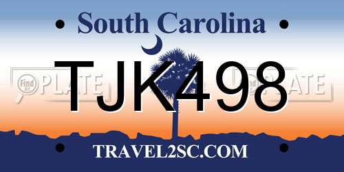 TJK498 South Carolina License Plate
