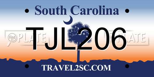TJL206 South Carolina License Plate