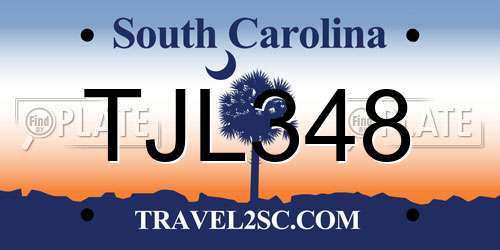 TJL348 South Carolina License Plate