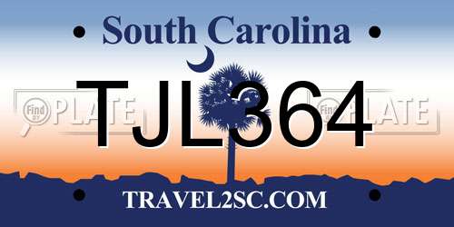TJL364 South Carolina License Plate