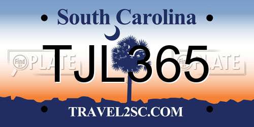 TJL365 South Carolina License Plate