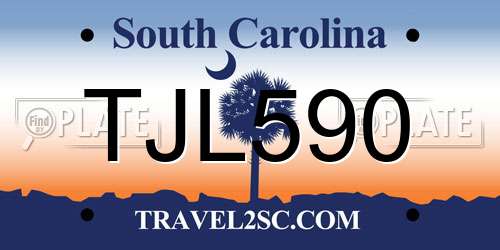 TJL590 South Carolina License Plate