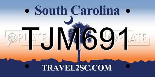 TJM691 South Carolina License Plate