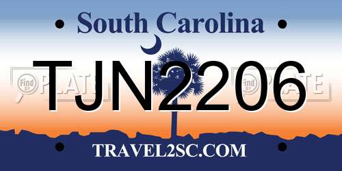 TJN2206 South Carolina License Plate