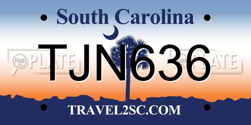 TJN636 South Carolina License Plate