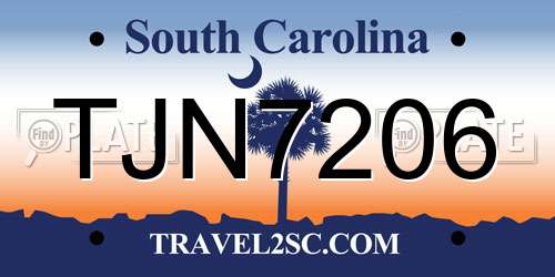TJN7206 South Carolina License Plate