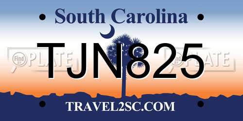 TJN825 South Carolina License Plate