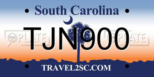 TJN900 South Carolina License Plate