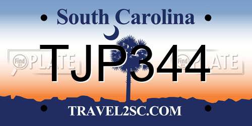 TJP344 South Carolina License Plate