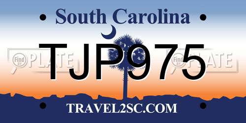 TJP975 South Carolina License Plate