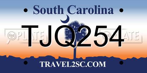 TJQ254 South Carolina License Plate