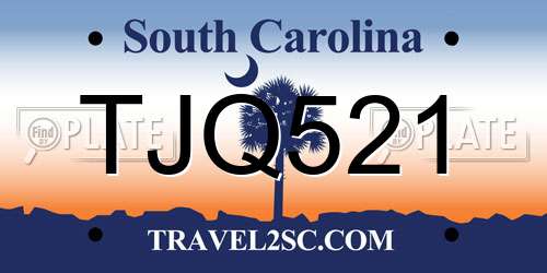 TJQ521 South Carolina License Plate