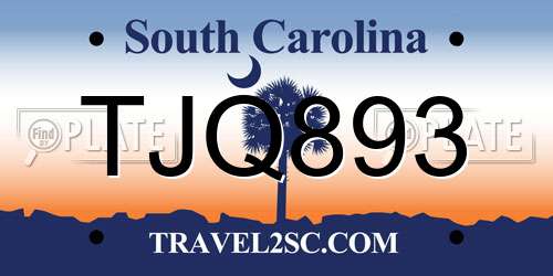 TJQ893 South Carolina License Plate
