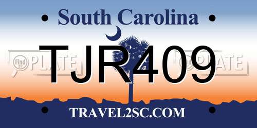 TJR409 South Carolina License Plate