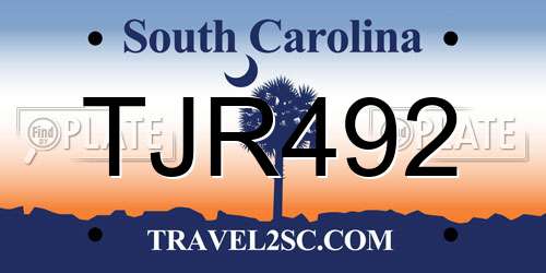 TJR492 South Carolina License Plate