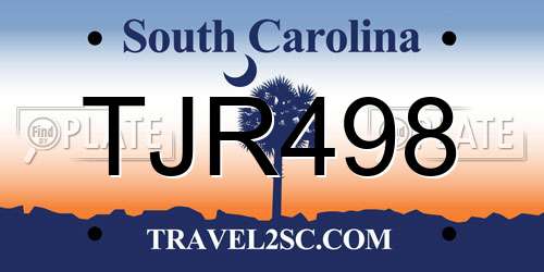 TJR498 South Carolina License Plate