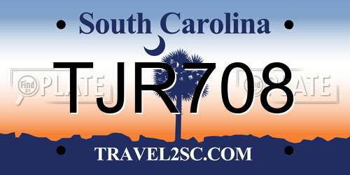 TJR708 South Carolina License Plate