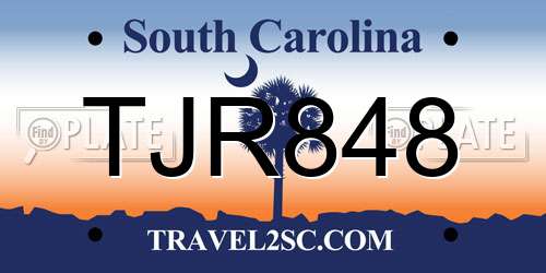 TJR848 South Carolina License Plate