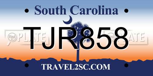 TJR858 South Carolina License Plate