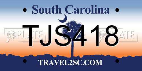 TJS418 South Carolina License Plate