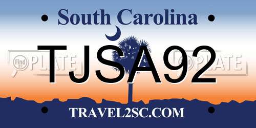 TJSA92 South Carolina License Plate