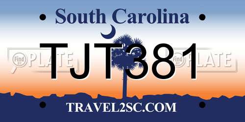TJT381 South Carolina License Plate