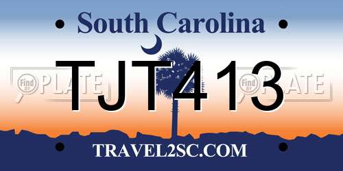TJT413 South Carolina License Plate